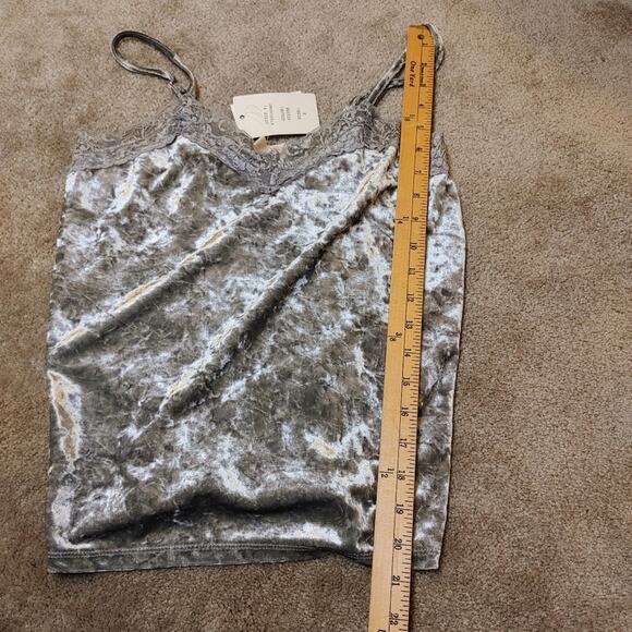 Hippie Rose Size Small S New NWT Velvet Silver Shiny Tank Top Lace Metallic - Picture 11 of 13